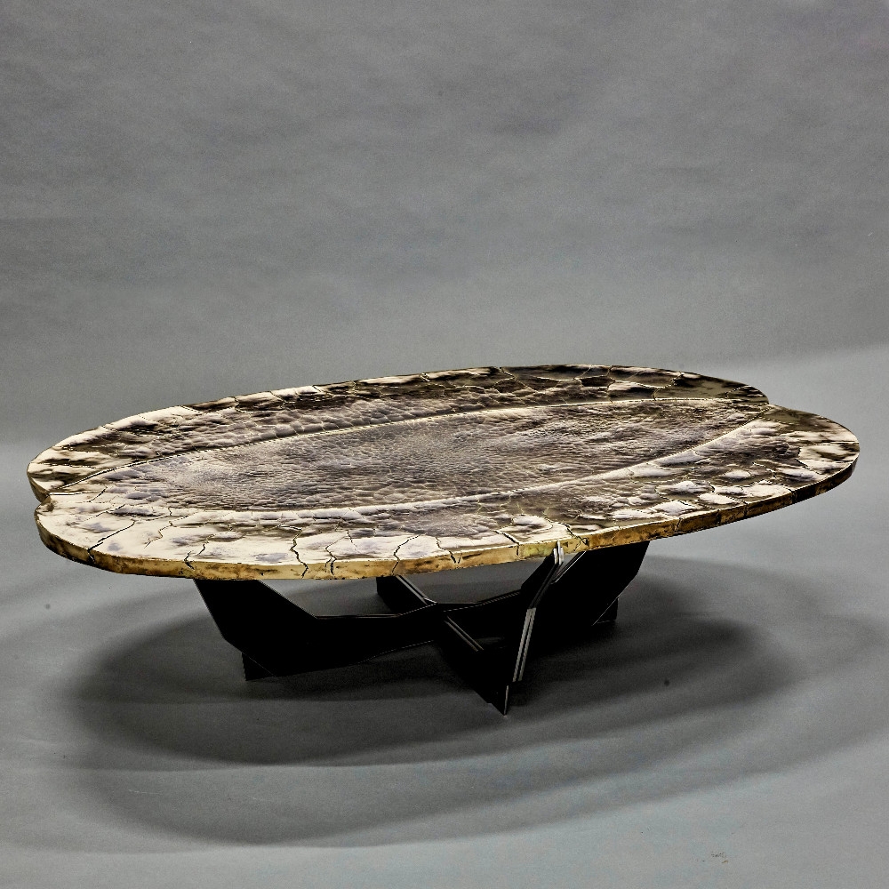 Cocofesse Contemporary Cast Bronze & Black Steel Coffee Table by Atelier EB