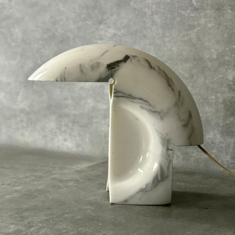 Biagio White Carrara Marble Table Lamp by Tobia Scarpa for Flos Italy 1968